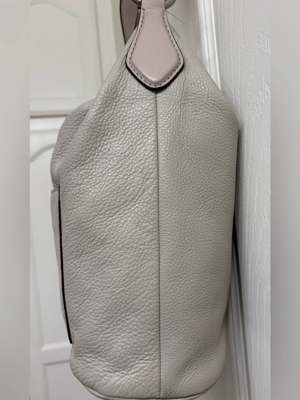 Michael Kors Elana gray and taupe slouchy bucket crossbody